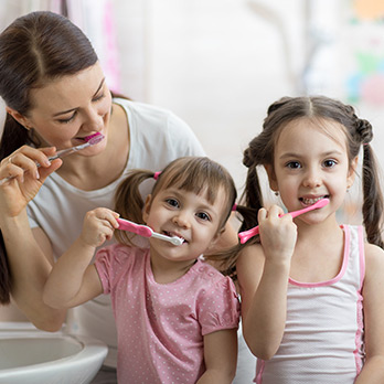 brushing and flossing